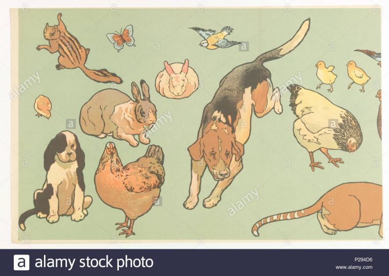 Anglais : Frise – Découpe, Maternelles Poinçonnés, 1906 avec Les Animaux Domestiques En Maternelle