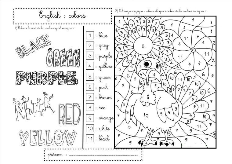 Anglais : Les Couleurs – La Classe De Mamaicress concernant Coloriage Magique Alphabet Cp