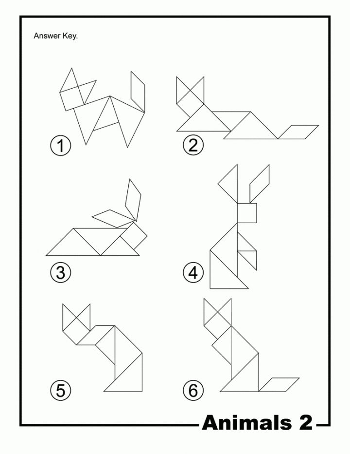 Animals Outline Solution Tangram Card #2 | Tangram encequiconcerne Tangram Modèles Et Solutions