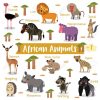 Animaux Africains Dessin Animé Sur Fond Blanc Avec Le Nom De L'animal,  Illustration Vectorielle. Set 1. serapportantà Apprendre Le Nom Des Animaux