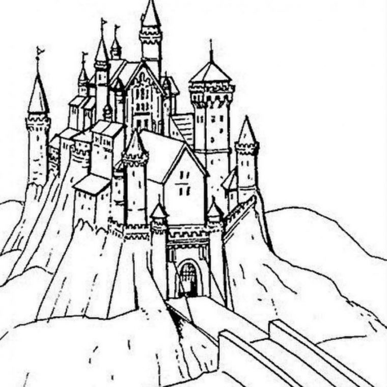 Animaux Coloriage Chateau De Princesse Coloriage Chateau De dedans Dessin Chateau Princesse