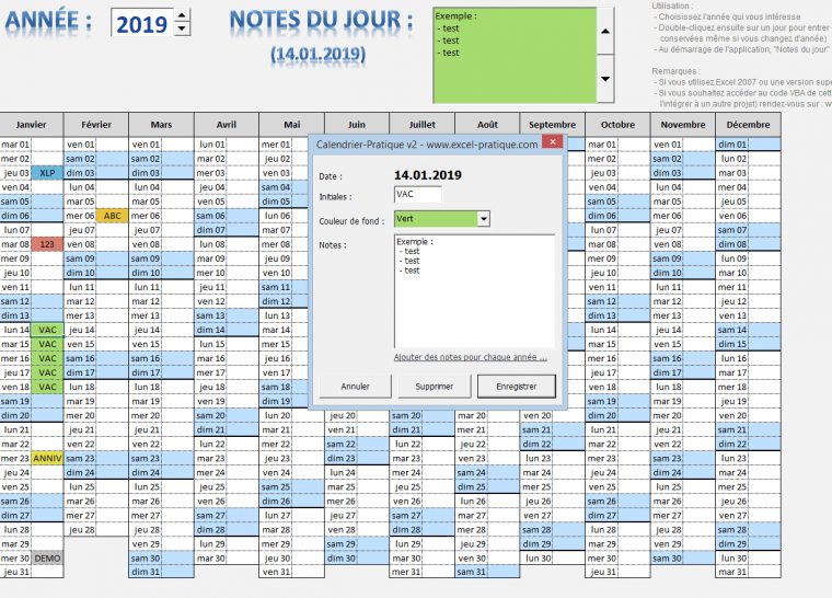 Applications Excel "calendriers" serapportantà Calendrier 2019 Avec Jours Fériés Vacances Scolaires