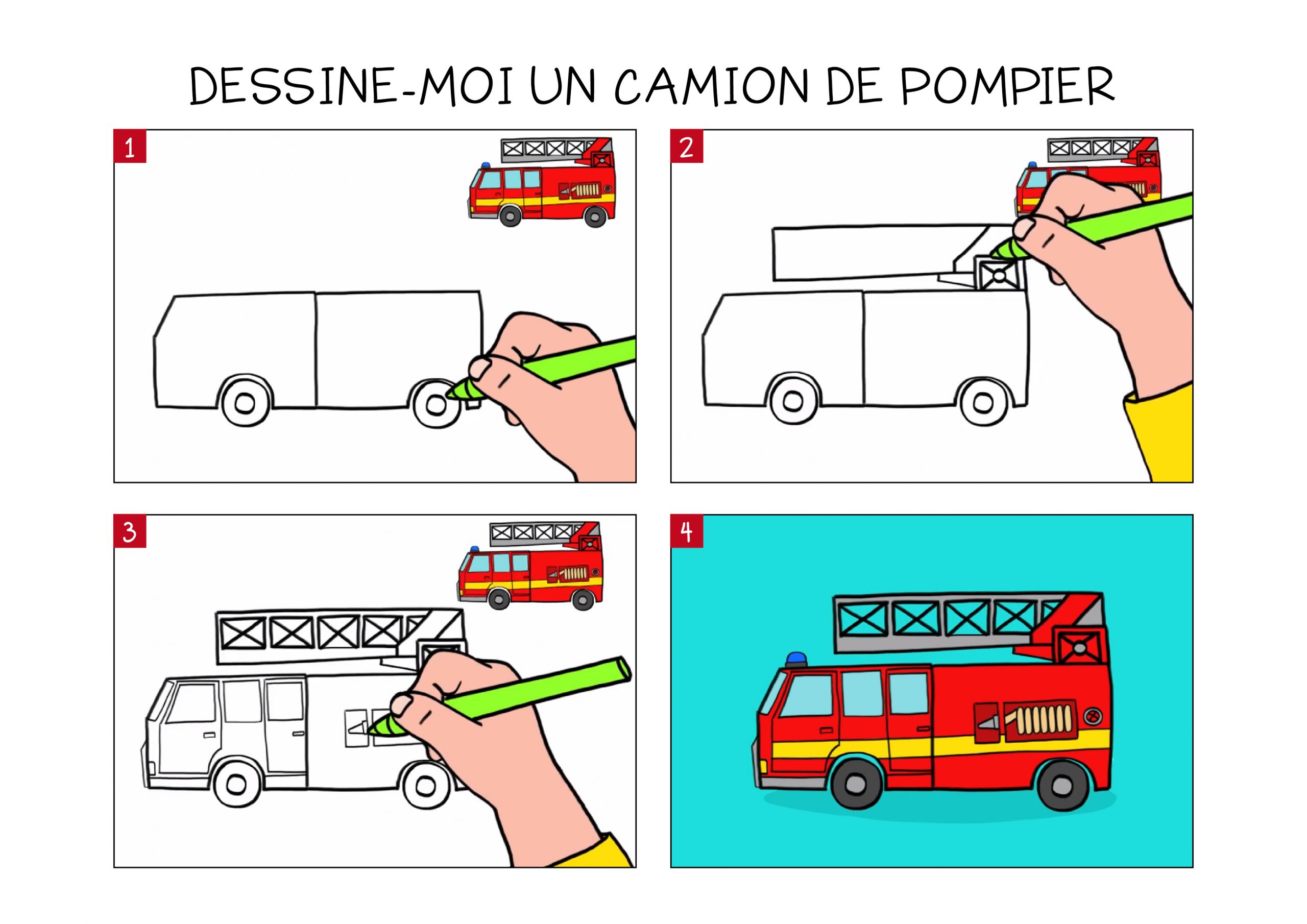 Apprendre À Dessiner Un Camion De Pompier En 3 Étapes intérieur Apprendre A Dessiner Une Voiture