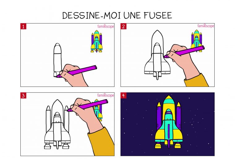 Apprendre À Dessiner Une Fusée En 3 Étapes encequiconcerne Fusée À Imprimer