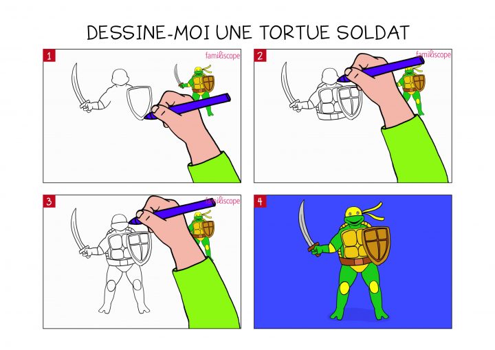 Apprendre À Dessiner Une Tortue Soldat En 3 Étapes à Dessiner Une Tortue