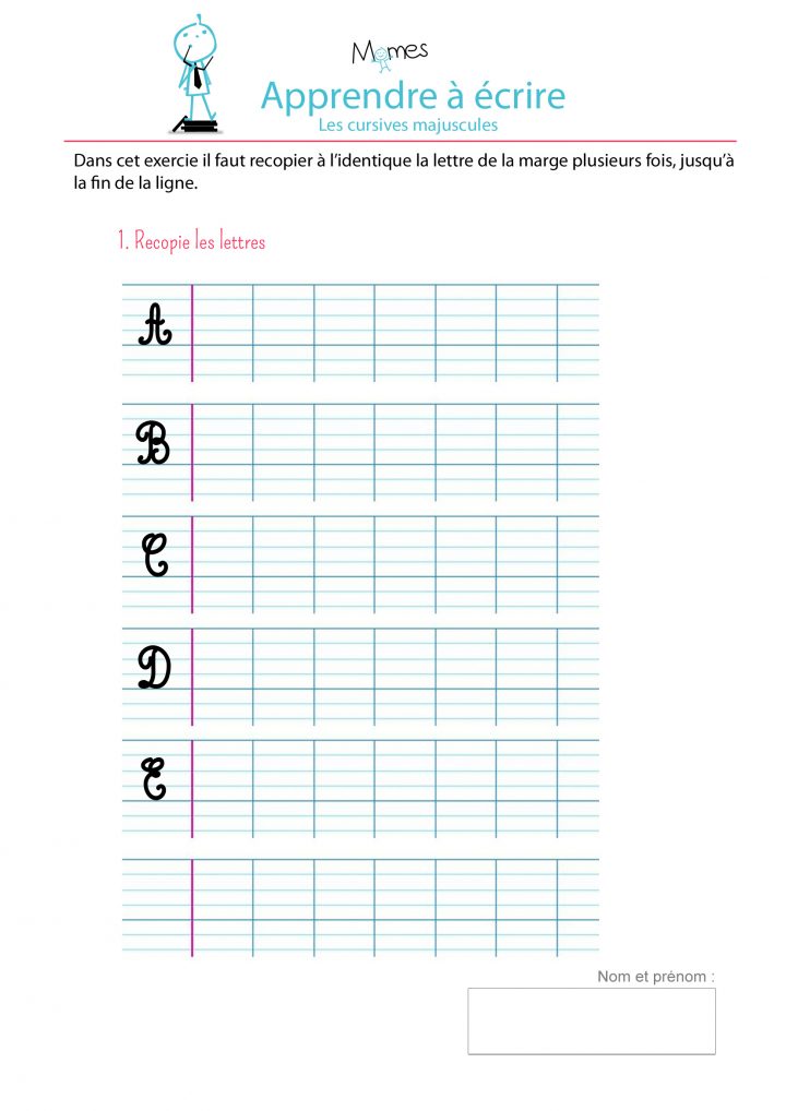 Apprendre À Écrire Les Cursives Majuscules A,b,c,d,e – Momes concernant Modele Alphabet Majuscule