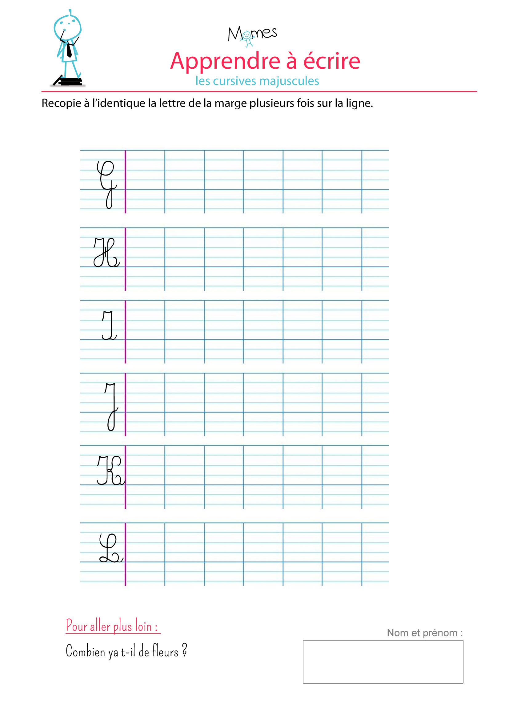 Apprendre À Écrire Les Cursives Majuscules G, H, I, J, K, L avec Jeux De Lettres À Imprimer