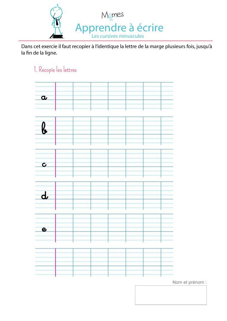 Apprendre À Écrire Les Cursives Minuscules A, B, C, D, E dedans Apprendre A Écrire Les Lettres