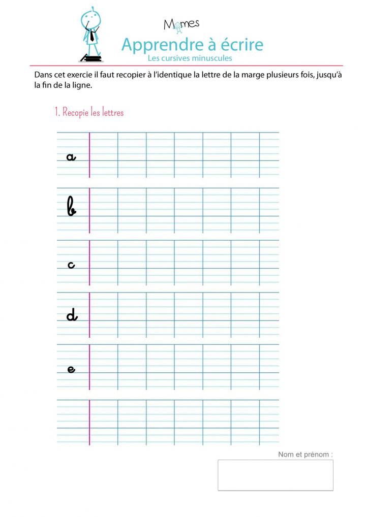 Apprendre À Écrire Les Cursives Minuscules A, B, C, D, E serapportantà Apprendre A Ecrire Les Lettres En Minuscule