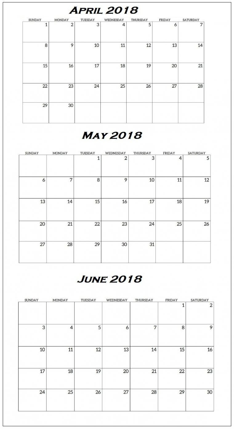 April To June 2018 Quarterly Calendar | Quarterly Calendar destiné Planning Annuel 2018