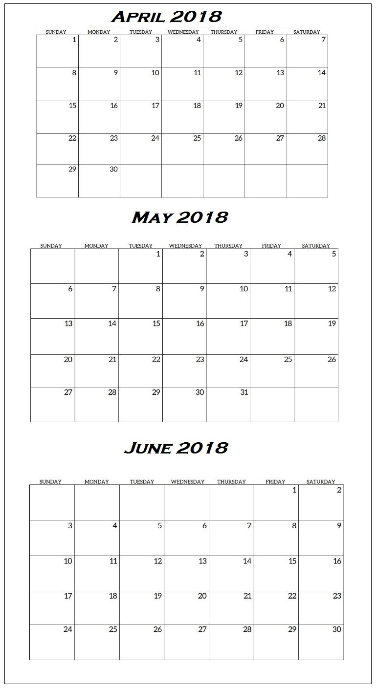 April To June 2018 Quarterly Calendar | Quarterly Calendar destiné Planning Annuel 2018 