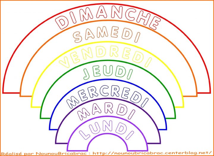 Arc-En-Ciel *3* Avec Les Jours De La Semaine À Colorier à Arc En Ciel A Colorier