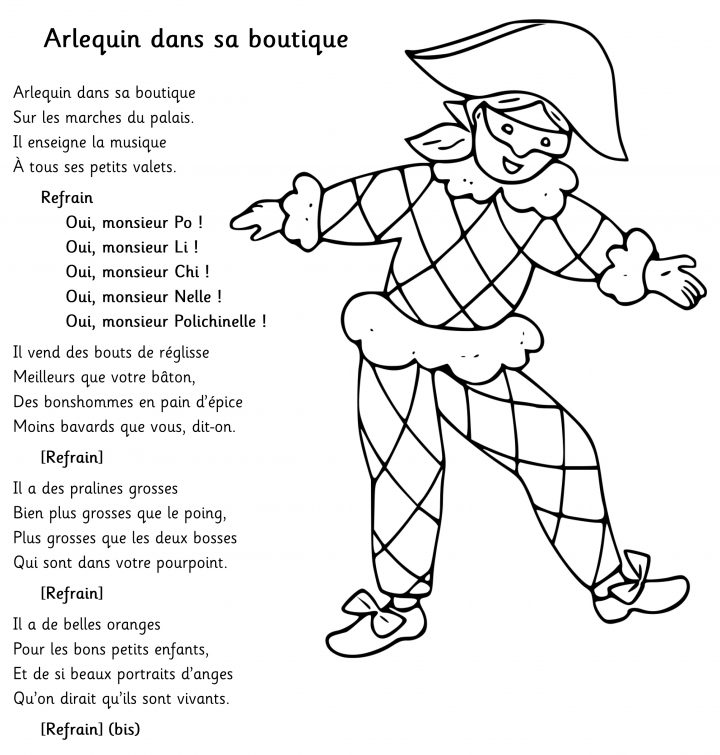 Arlequin En Maternelle – Projet Pluridisciplinaire ~ La dedans Arlequin A Colorier