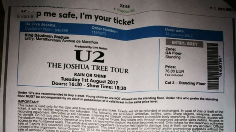 Arnaque Aux Faux Tickets De Concert De U2: Les Faussaires serapportantà Faux Billet A Imprimer