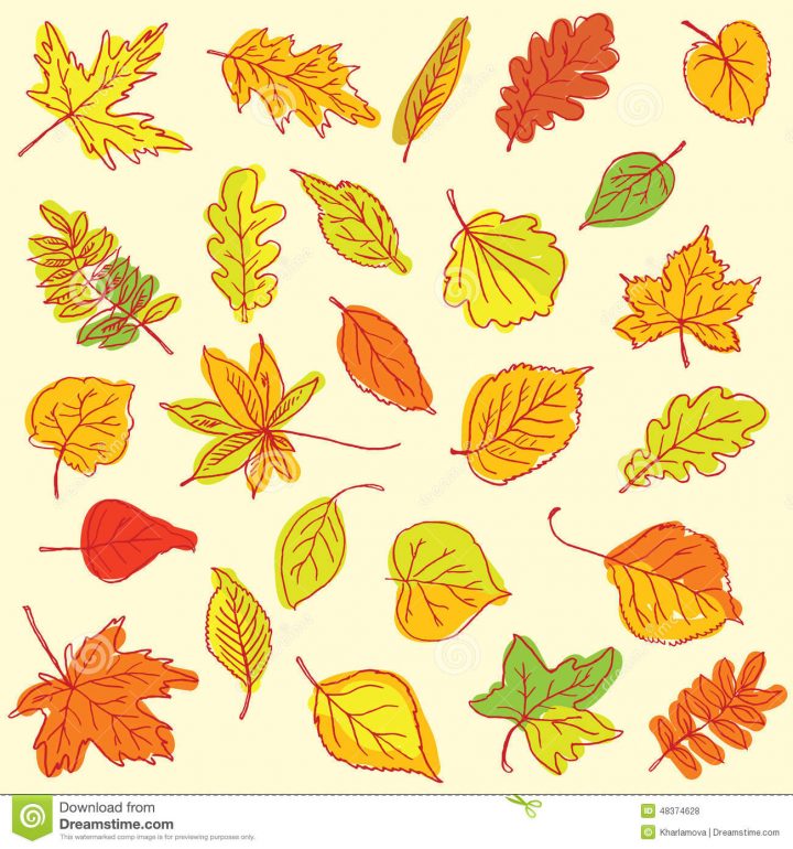 Articles De Feuilles D'automne De Dessin De Dessin À Main avec Dessin De Feuille D Automne