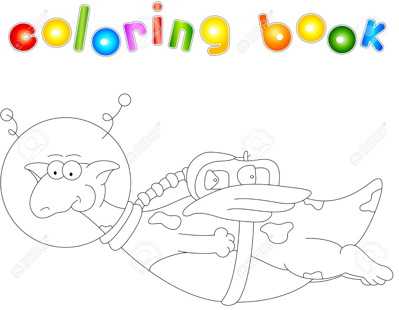 Astronaute Dragon De Dessin Animé. Livre De Coloriage Pour Les Enfants  Isolés Sur Blanc intérieur Coloriage Astronaute 