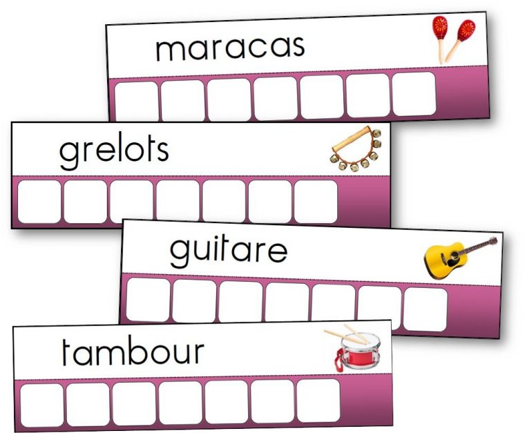 Atelier Des Mots Des Instruments De Musique – Mots À concernant Jeu D Instruments