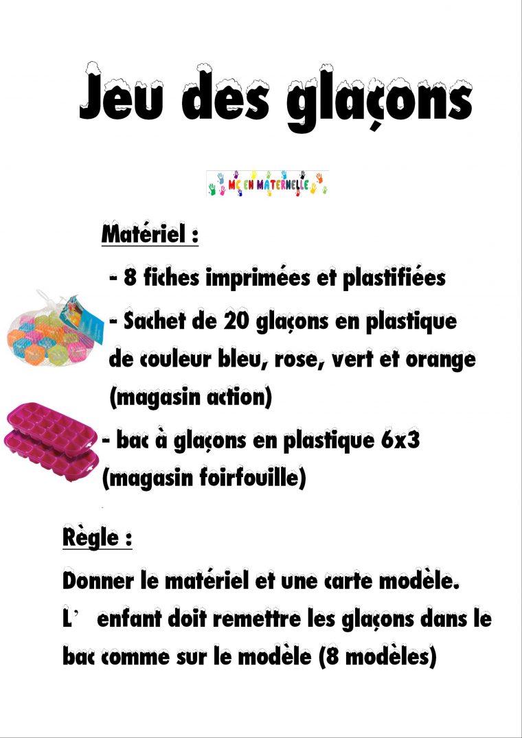 Atelier Individuel De Manipulation : Jeu Des Glaçons – Mc En serapportantà Jeux Enfant Maternelle