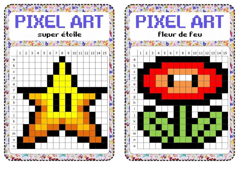 Atelier Libre : Pixel Art – Fiches De Préparations (Cycle1 à Reproduire Un Dessin Sur Quadrillage