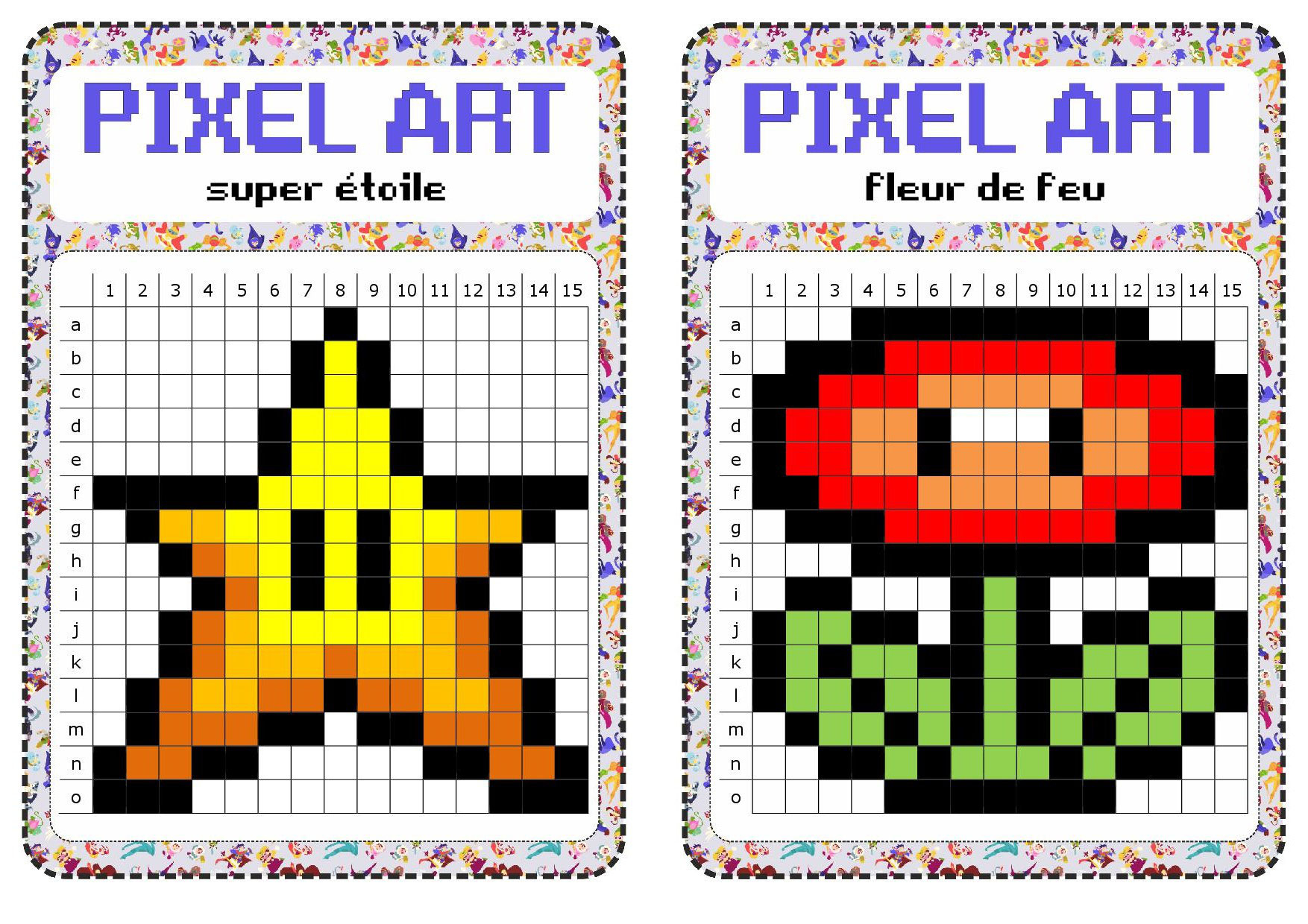 Atelier Libre : Pixel Art - Fiches De Préparations (Cycle1 dedans Pixel A Colorier
