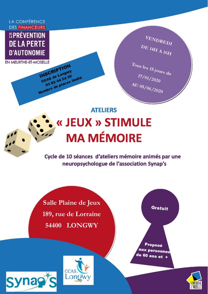 Ateliers « Jeux » Stimule Ma Mémoire – Association Synap's destiné Jeux Gratuit De Memoire