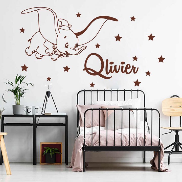 Autocollant Mural Pour Chambre D'enfants, Nom Personnalisé concernant Dessin Dumbo