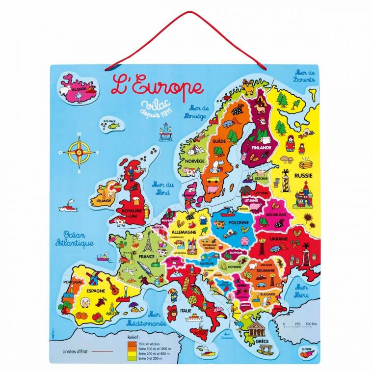 Avec Ce Beau Puzzle En Bois Double-Face, L'enfant Va Pouvoir concernant Carte Europe Enfant