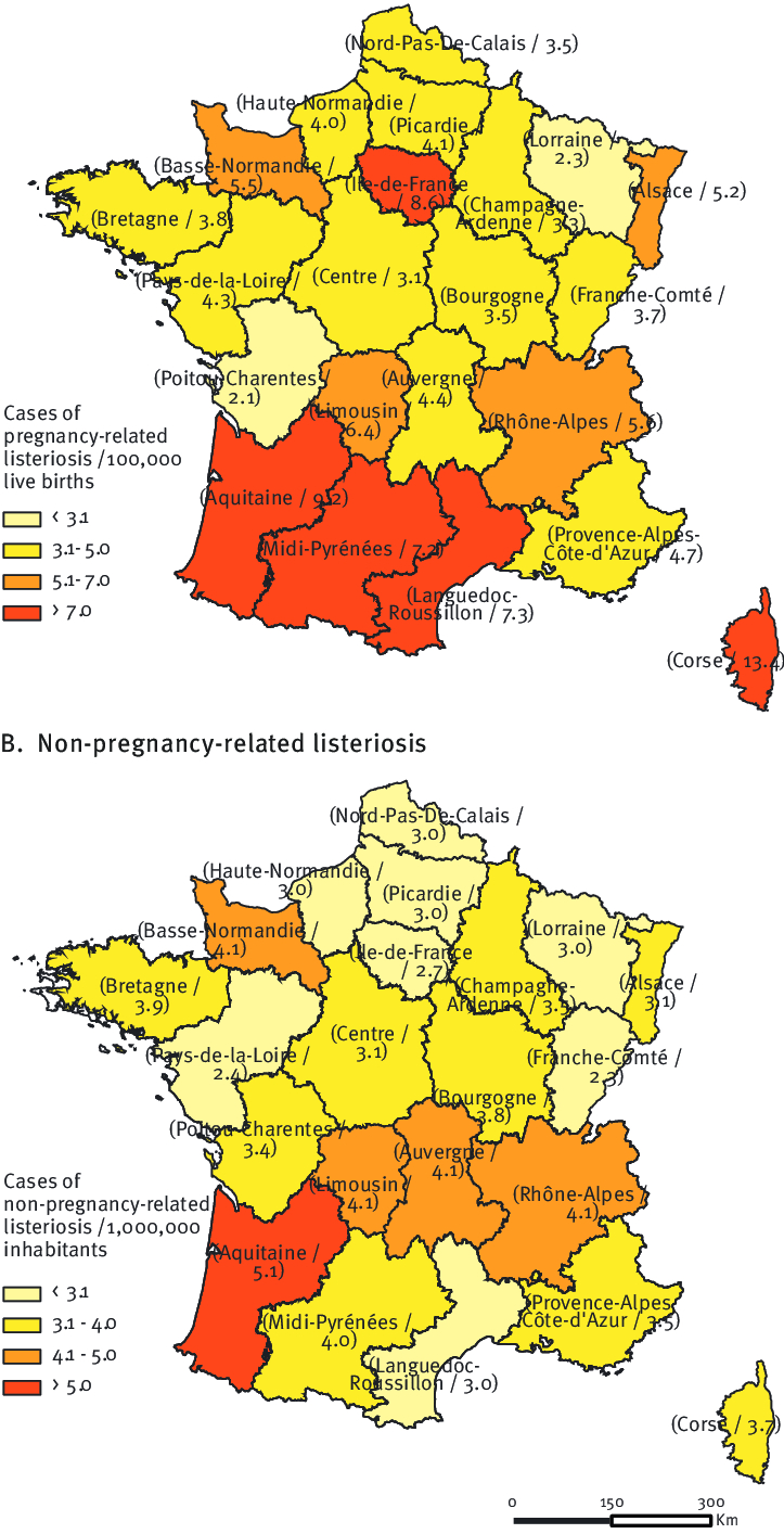 Average Annual Incidence Rates Of Listeriosis, By Région concernant R2Gion France 