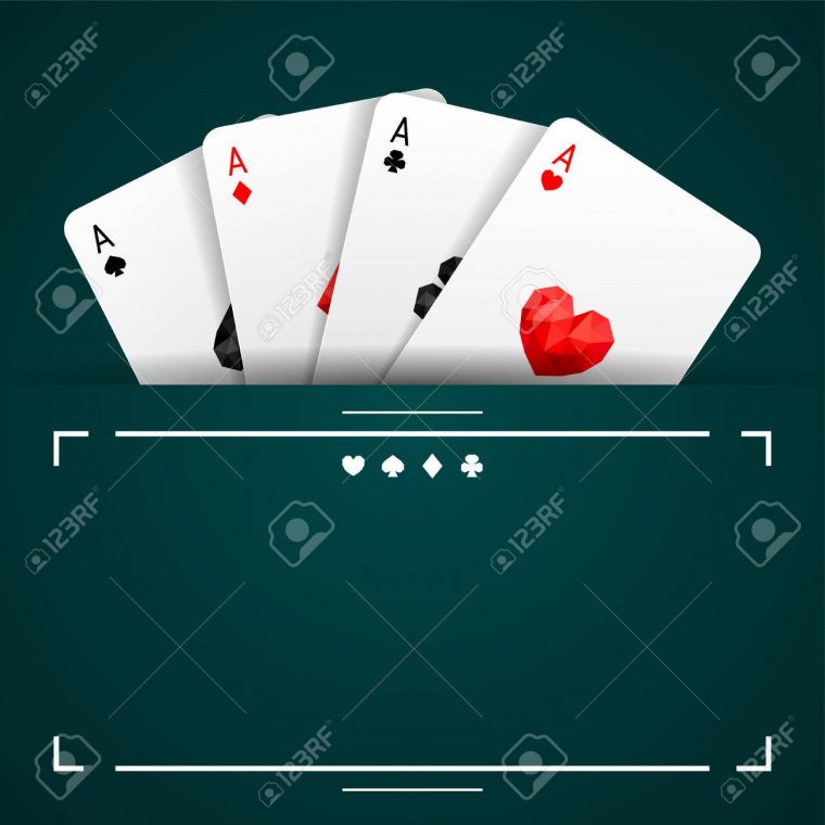 Background With Four Aces Playing Cards Suits On Turquoise Background And  Copy Space. Winning Poker Hand à Jeu Quatre Images