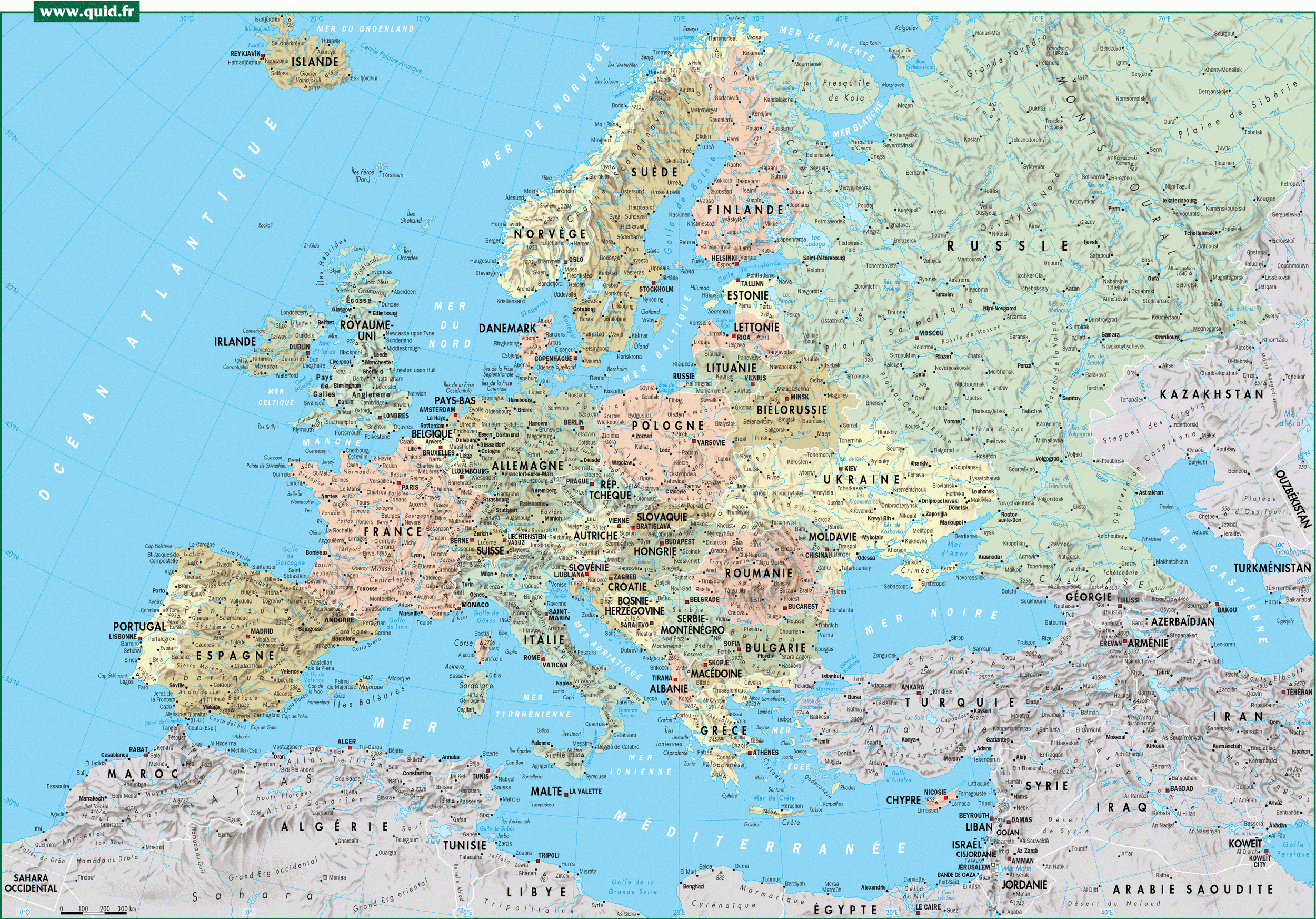 Balladeaquatre - Europe - Carte Détaillée / Quid.fr avec Carte De L Europe Détaillée 