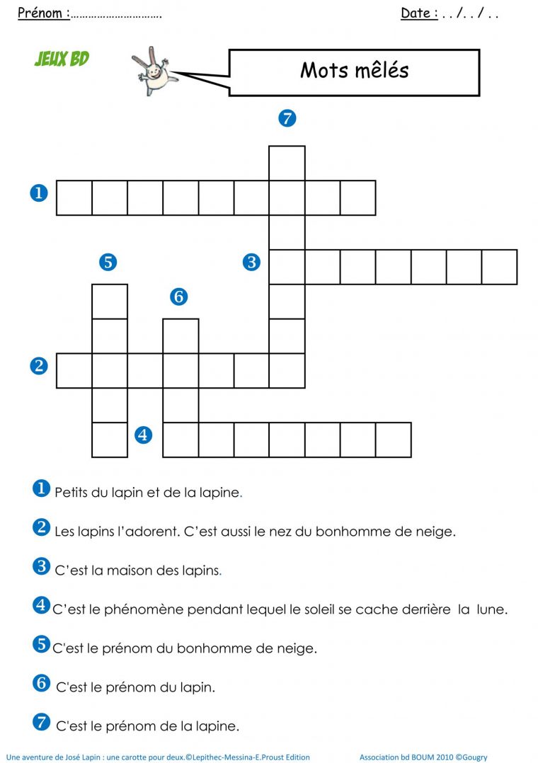 Bande Dessinee Mots Fleches concernant Mots Croisés Ce1 À Imprimer