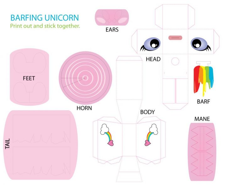 Barfing Unicorn Lol | Unicorn Printables, Paper Toys dedans Paper Toy A Imprimer