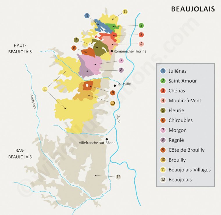 Beaujolais And The 10 Crus By Wineillustrations – A Photo On encequiconcerne Mappe De France