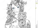 Beautiful Forest Fairy For Coloring Book For Adult Stock à Mandala Fée