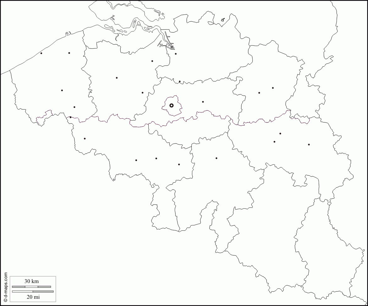 Belgique : Carte Géographique Gratuite, Carte Géographique intérieur Carte Département Vierge