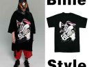 Billie Eilish Noir T Shirt Vintage Oversize Hiphop Off Coton intérieur Dessin De Vague A Imprimer