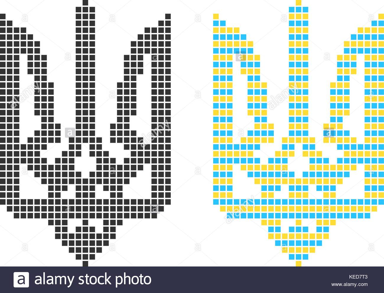Black And Colored Pixel Art Ukrainian Emblem Stock Vector à Voiture Pixel Art