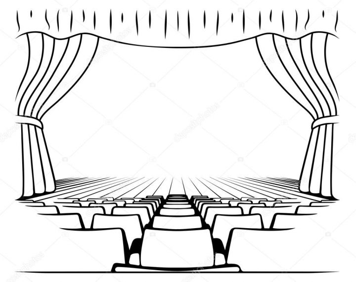 Black And White Drawing Theatrical Scene — Stock Vector encequiconcerne Dessin Theatre