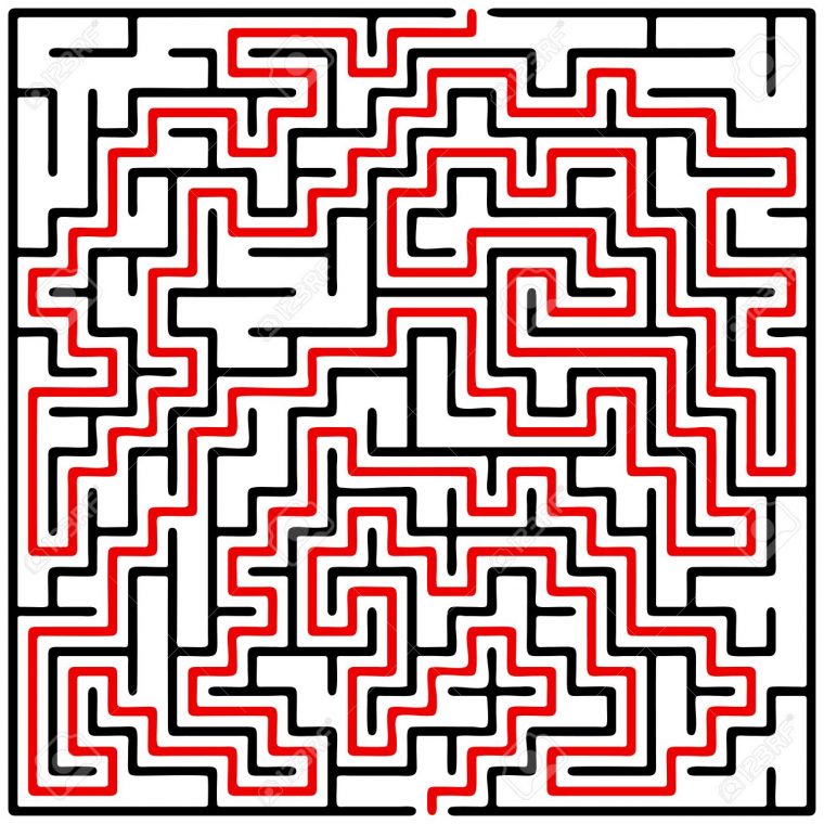 Black Square Maze (20X20) With Help On A White Background destiné Labyrinthe Difficile