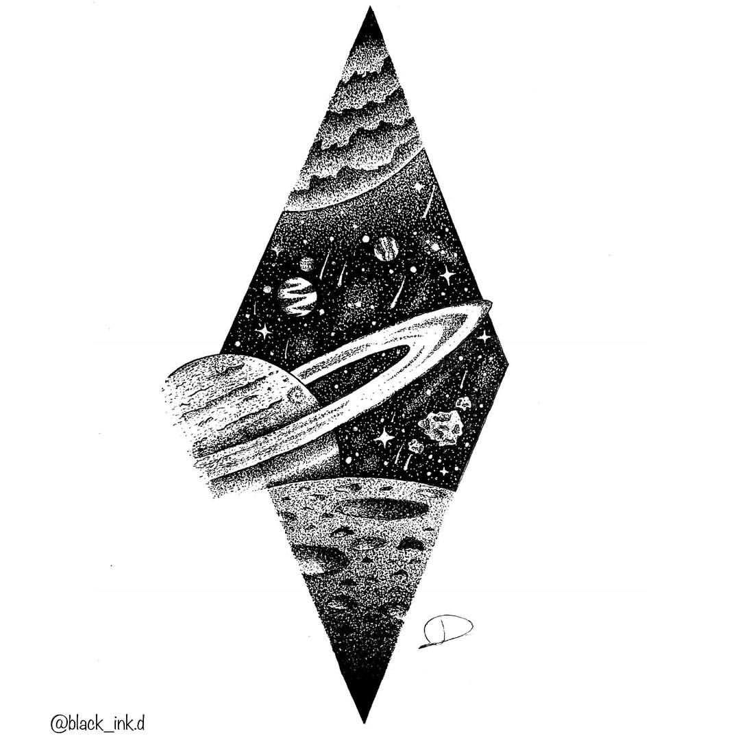 Black_Ink.d No Instagram: “Rings Of Saturn avec Saturne Dessin 