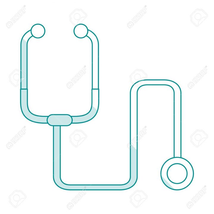 Bleu Silhouette Ombre Dessin Animé Stéthoscope Médical Avec Auriculaire  Illustration Vectorielle serapportantà Dessin Stéthoscope