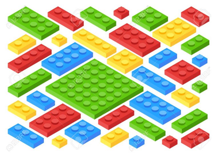 Blocs De Construction Et Dalles En Plastique Isométrique. Jeu De Vecteur De  Briques Enfants Jouets. Construction De Blocs De Jouets, Illustration D'un concernant Casse Brique Enfant