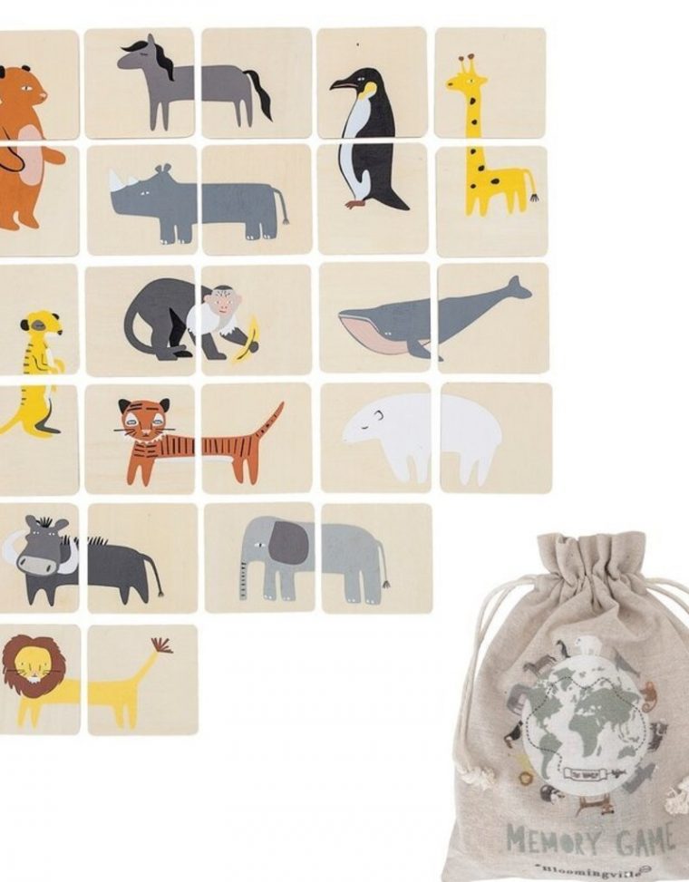 Bloomingville Jeux De Mémoire Des Animaux Avec Sac De Bloomingville dedans Jeux De Mimoire