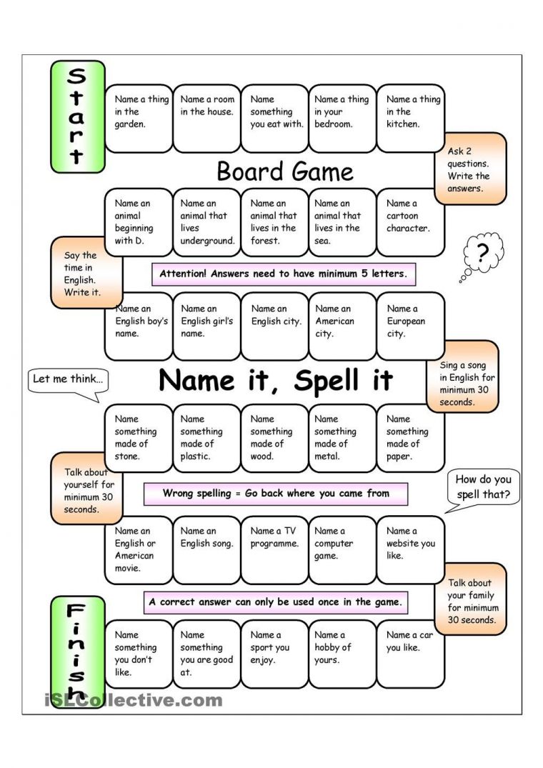 Board Game – Name It, Spell It (Easy) | Apprendre L'anglais tout Jeux Gratuit Anglais