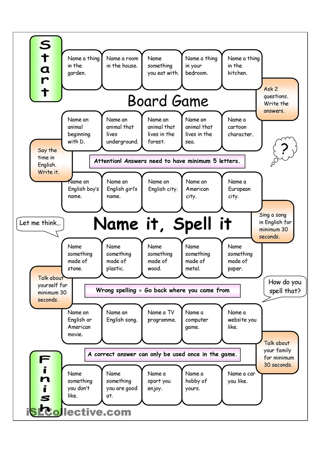 Board Game - Name It, Spell It (Easy) | Apprendre L&amp;#039;anglais tout Jeux Gratuit Anglais 
