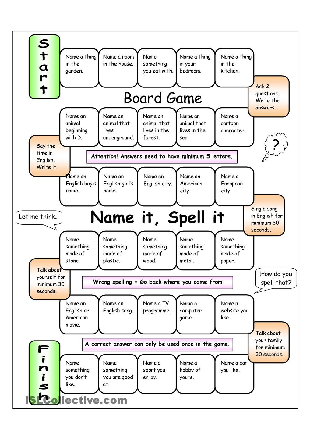 Board Game - Name It, Spell It (Easy) | Apprendre L'anglais tout Jeux Gratuit Anglais