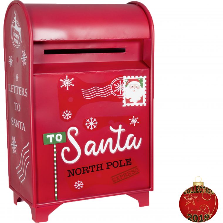 Boite À Lettre Du Père Noël Rouge 61Cm Métal Pour Décoration Avent à Boite De Noel A Imprimer