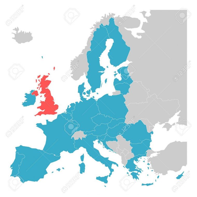 Brexit Thème Carte – Carte De L'europe Avec Soulignées Etats Membres De  L'ue Et Royaume-Uni Dans Une Couleur Différente. Vector Illustration. Carte tout Carte Vierge De L Union Européenne