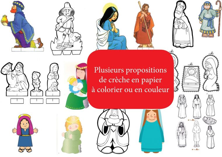 Bricolage De Noël : Crèches En Papier À Colorier Ou Découper dedans Creche A Imprimer