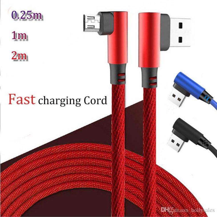 Cable Usb Jack 3.5 Vitesse De Charge Rapide De Haute Qualité Hybride À 90  Degrés À Double Coude Micro Usb V8 Câble Type C Jeu Câbles De tout 90 Degrés Jeux